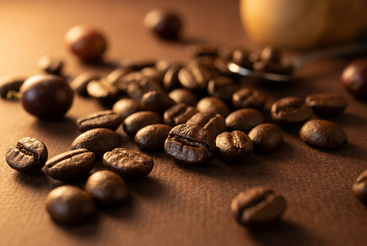 Freshly roasted coffee beans